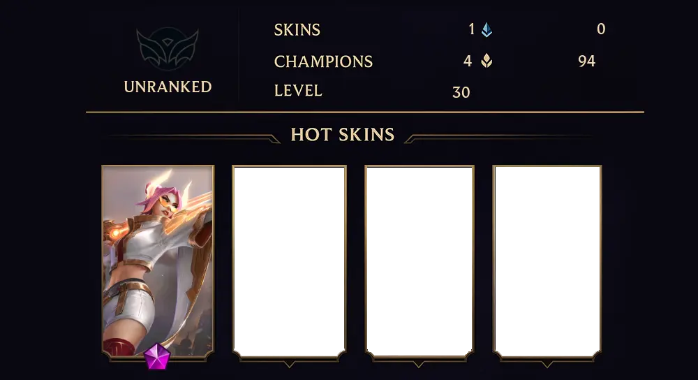 UNRANKED - 30 LVL - 1 SKIN