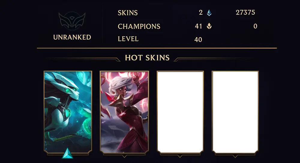 UNRANKED - 40 LVL - 2 SKIN
