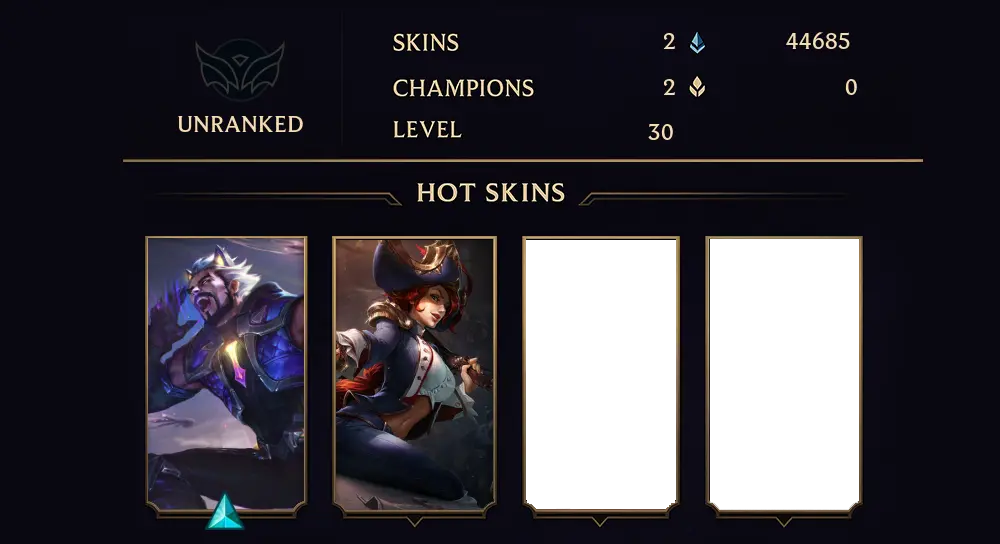 UNRANKED - 30 LVL - 2 SKIN