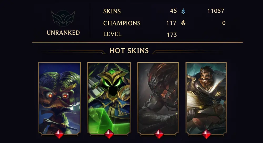 UNRANKED - 173 LVL - 45 SKIN