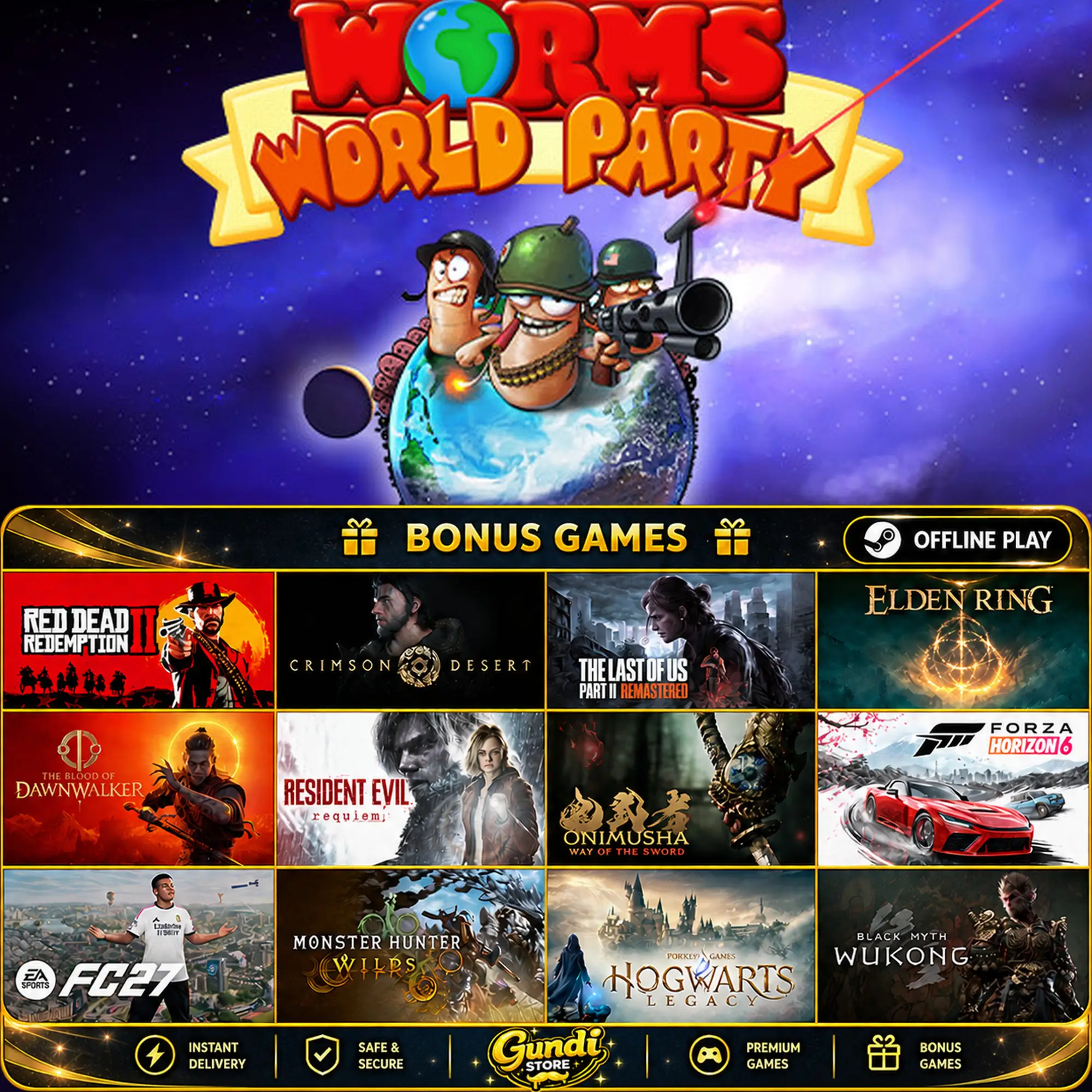 [AUTO CODE] - Worms World Party Remastered + BONUS GAME