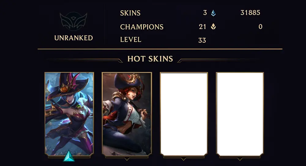 UNRANKED - 33 LVL - 3 SKIN