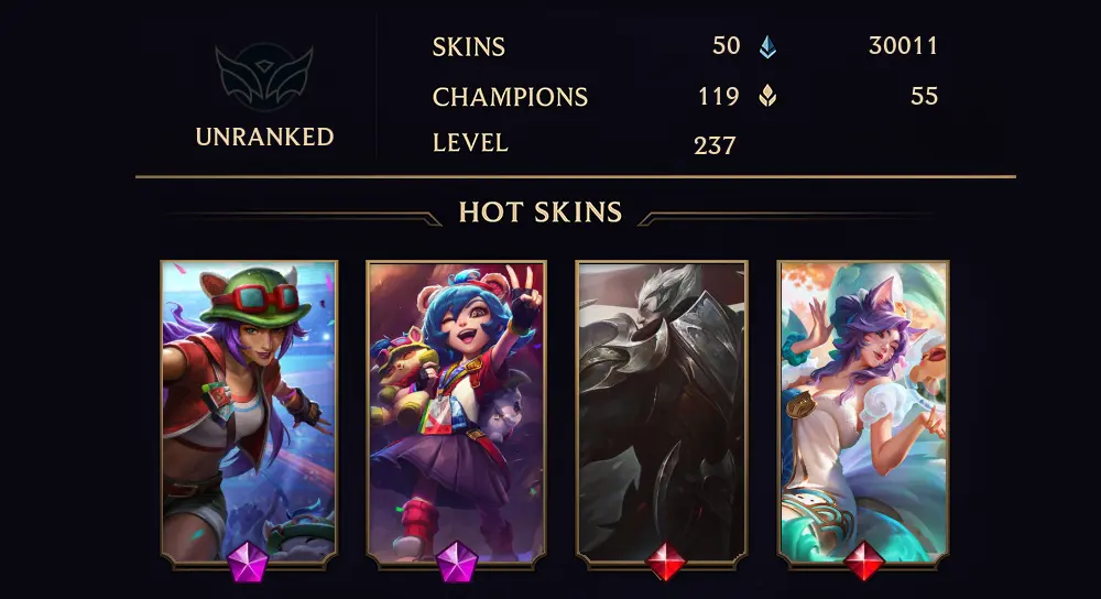 UNRANKED - 237 LVL - 50 SKIN