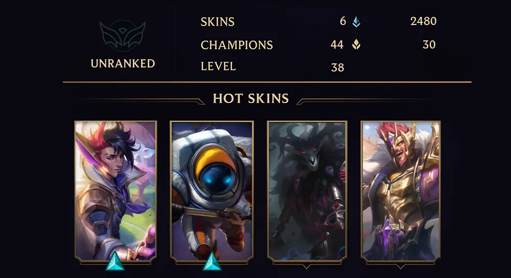 UNRANKED - 38 LVL - 6 SKIN