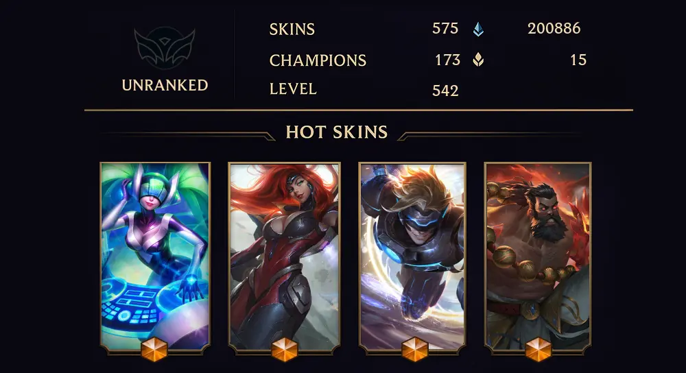 UNRANKED - 542 LVL - 575 SKIN