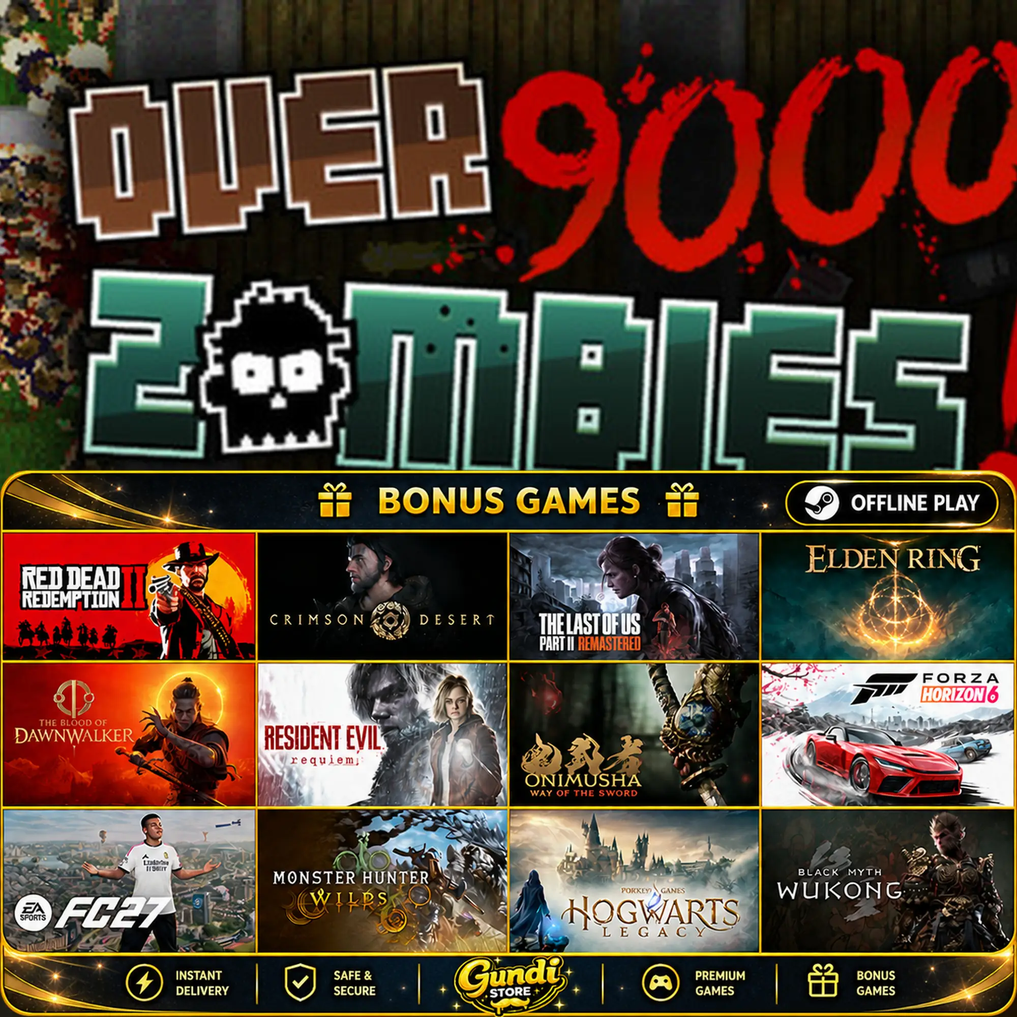[AUTO CODE] - Over 9000 Zombies! + BONUS GAME