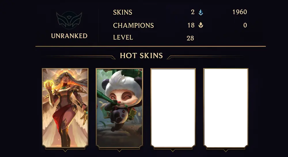 UNRANKED - 28 LVL - 2 SKIN