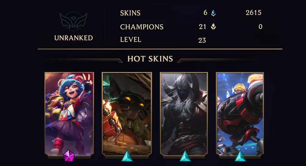 UNRANKED - 23 LVL - 6 SKIN