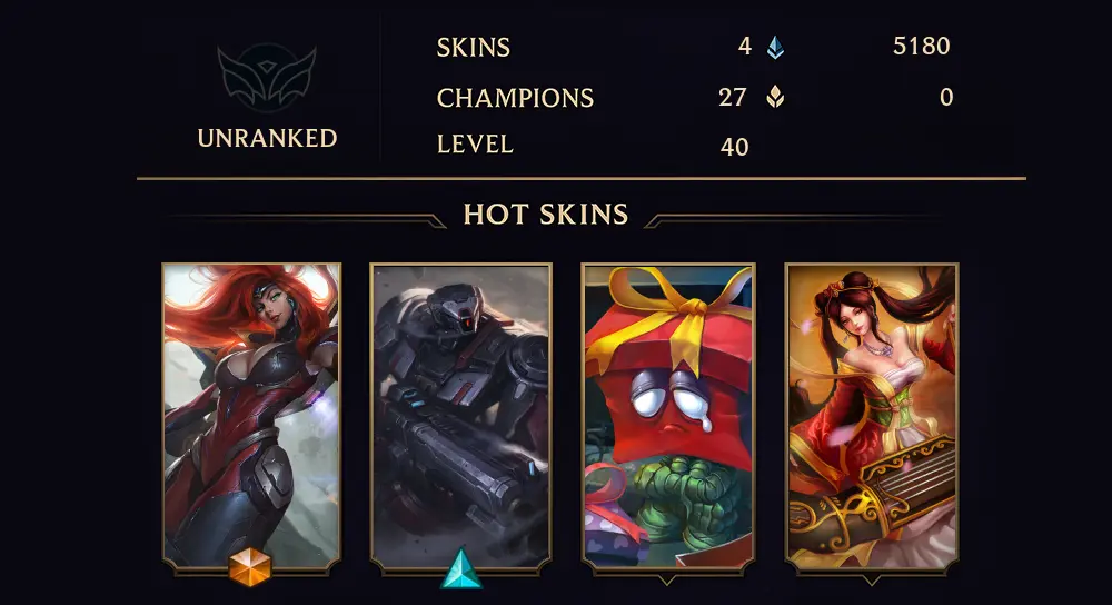 UNRANKED - 40 LVL - 4 SKIN