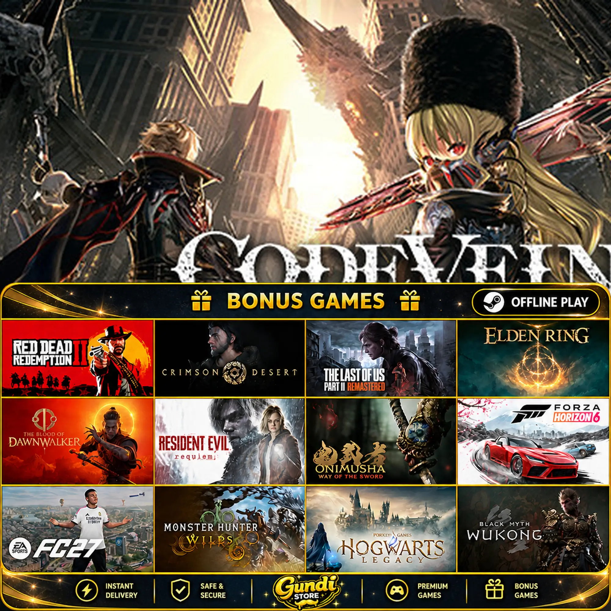 [AUTO CODE] - CODE VEIN + BONUS GAME