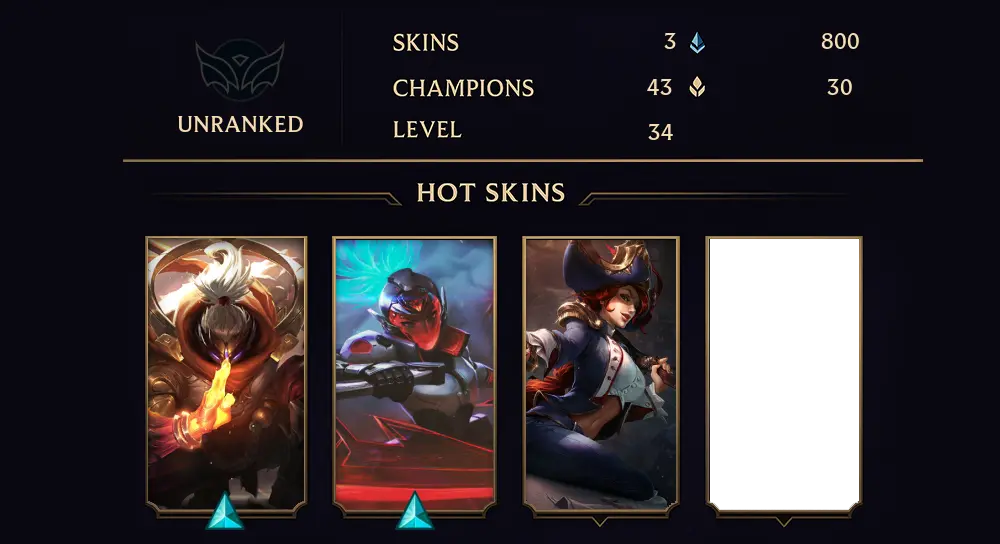 UNRANKED - 34 LVL - 3 SKIN