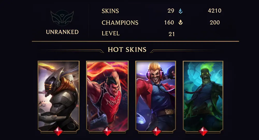 UNRANKED - 21 LVL - 29 SKIN