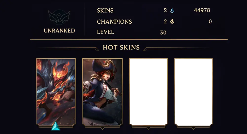 UNRANKED - 30 LVL - 2 SKIN