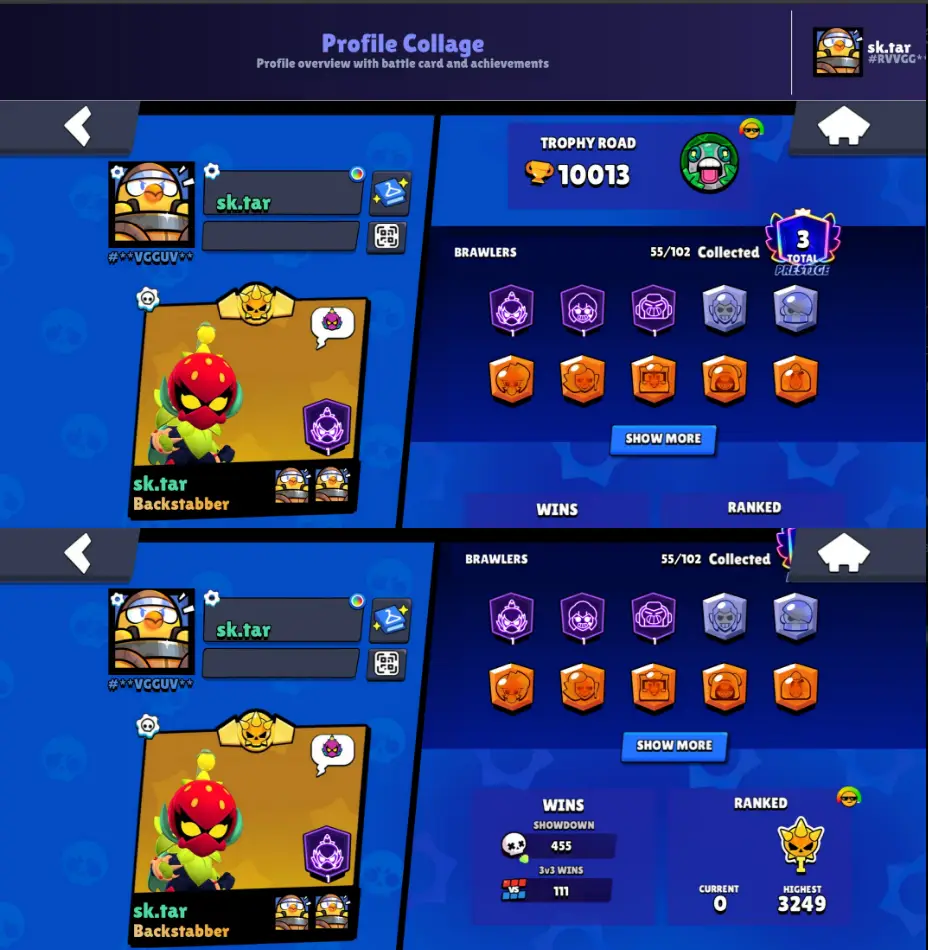 55 Brawlers - 10K Trophies - 4 Hypercharged - 84 Skins - 6 Max Power