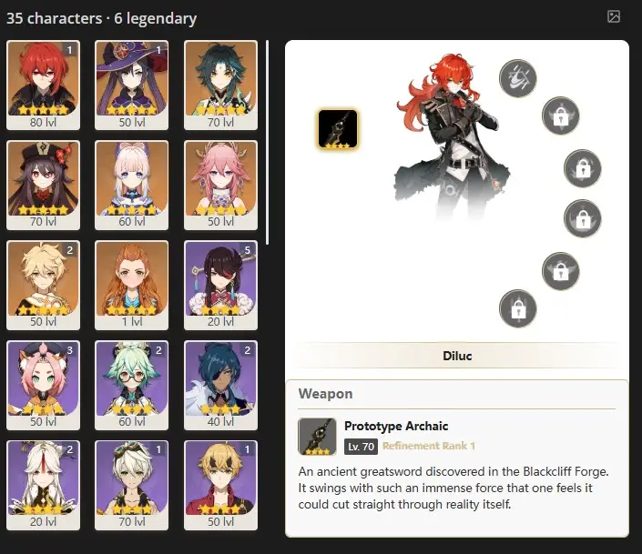 ASIA- AR:50- 35 CHARACTERS [ 23 - 5 STARS CHARACTERS ]