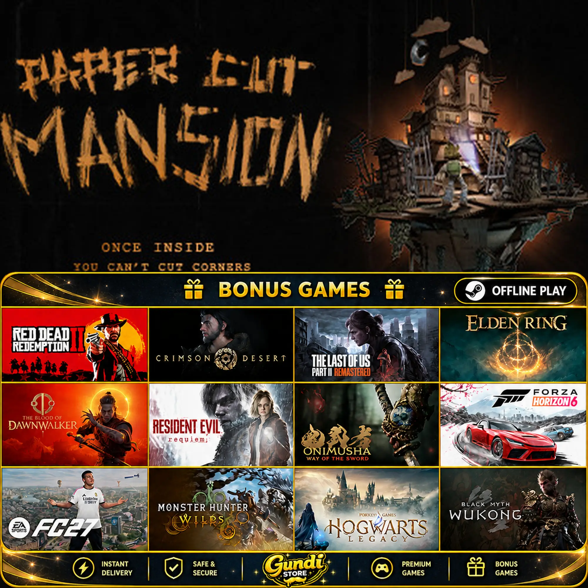 [AUTO CODE] - Paper Cut Mansion + BONUS GAME