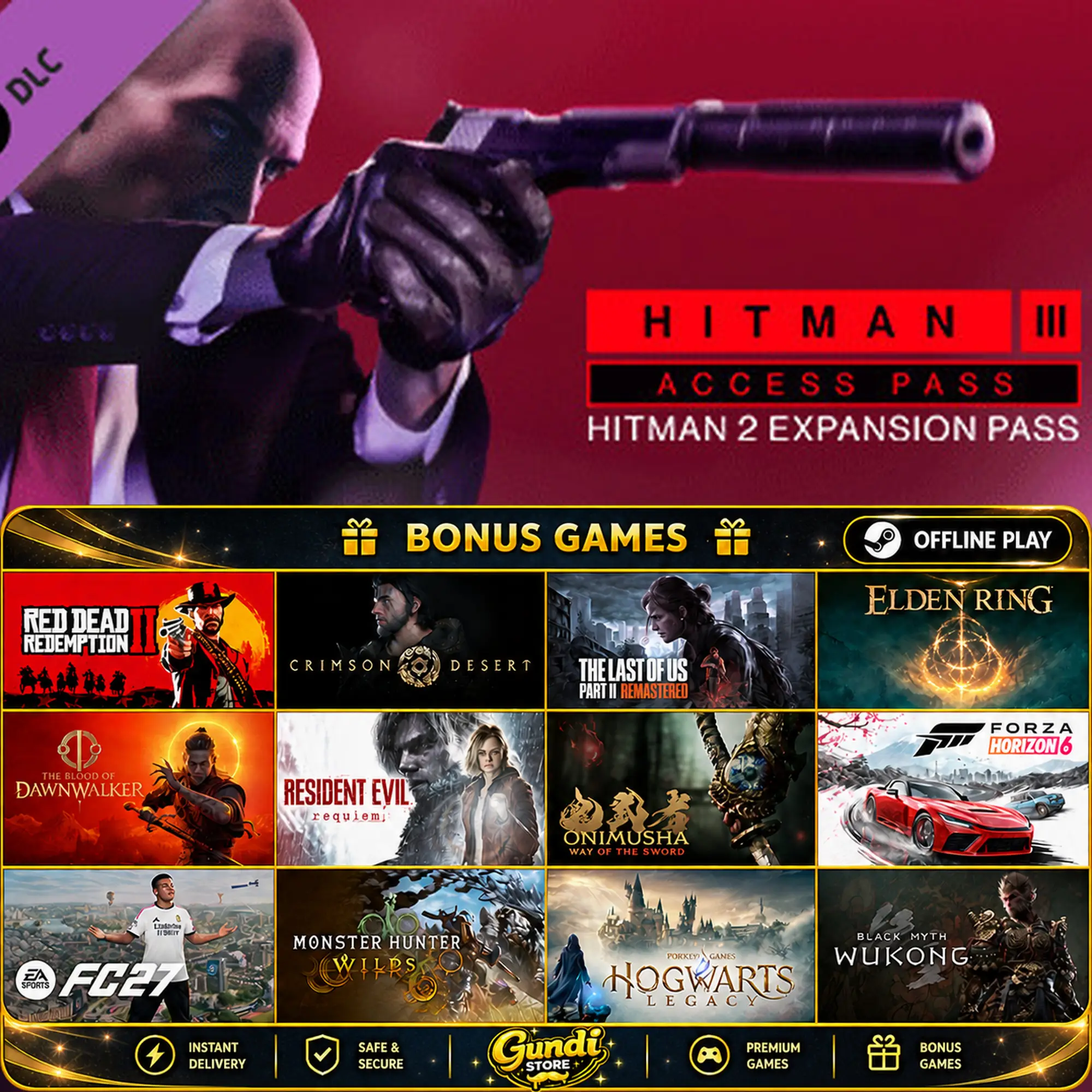 [AUTO CODE] - HITMAN 3 Access Pass_ HITMAN 2 Expansion + BONUS GAME
