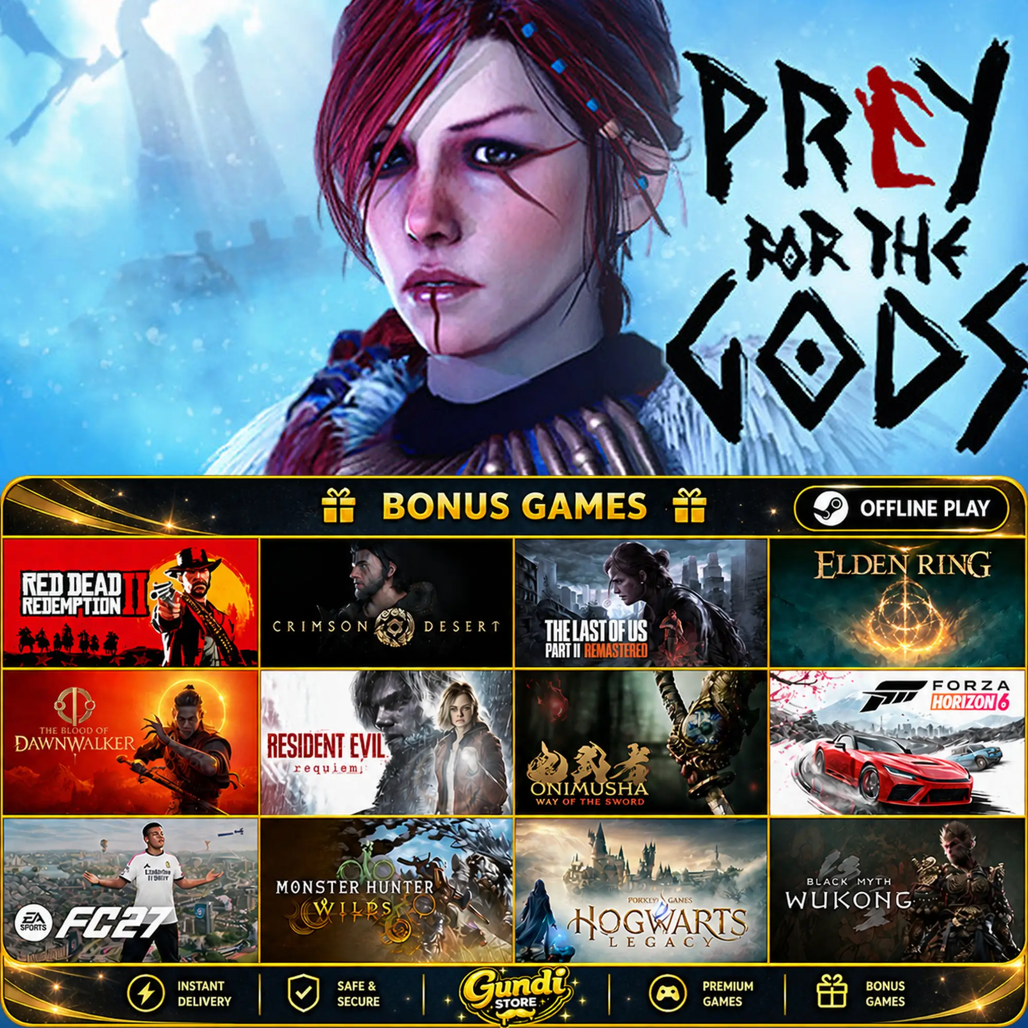 [AUTO CODE] - Praey for the Gods + BONUS GAME
