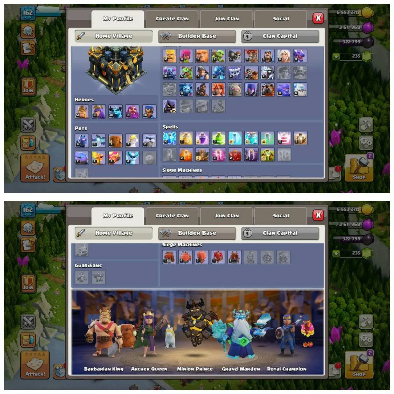 {80% DISCOUNT} TH17 HALF MAX ID⚡️7 EPIC EQUIPMENT⚡️XP-162⚡️HERO 54-60-40-31-30⚡️FREE GEMS NAME CHANGE⚡️ MAGIC ITEMS⚡️OP LAB⚡️INSTANT DELIVERY 🚚