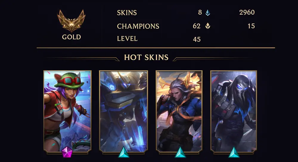 GOLD III - 45 LVL - 8 SKIN