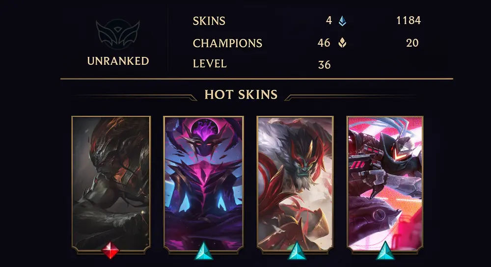 UNRANKED - 36 LVL - 4 SKIN
