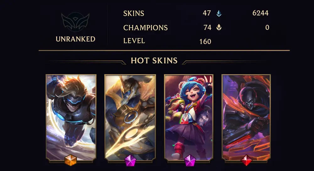 UNRANKED - 160 LVL - 47 SKIN