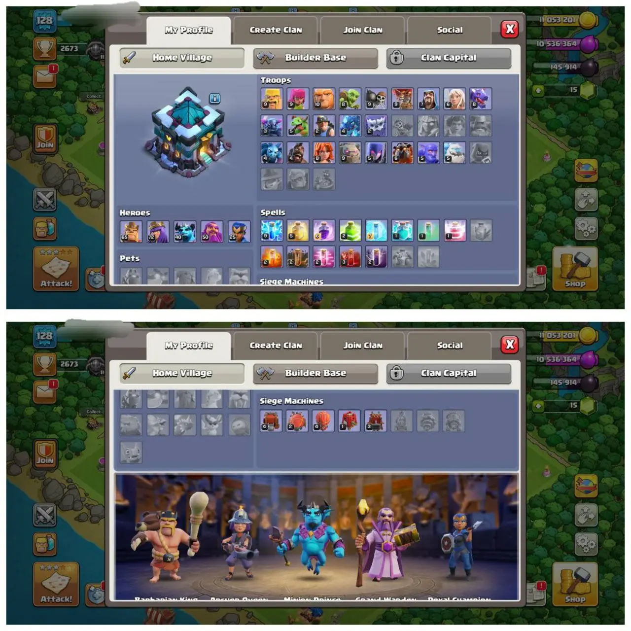 {65% DISCOUNT} TH13 ALMOST MAX ⚡️2 EPIC EQUIPMENT⚡️XP-128⚡️HERO 65-72-40-50-25⚡️MAGIC ITEMS⚡️OP LAB⚡️INSTANT DELIVERY 🚚