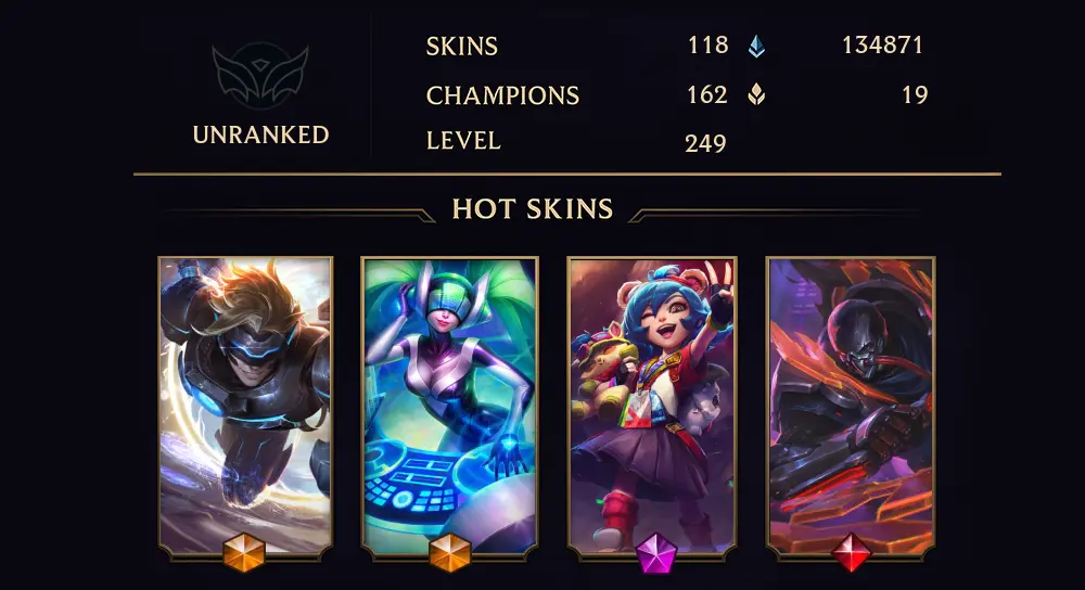 VN - UNRANKED - 249 LVL - 118 SKIN