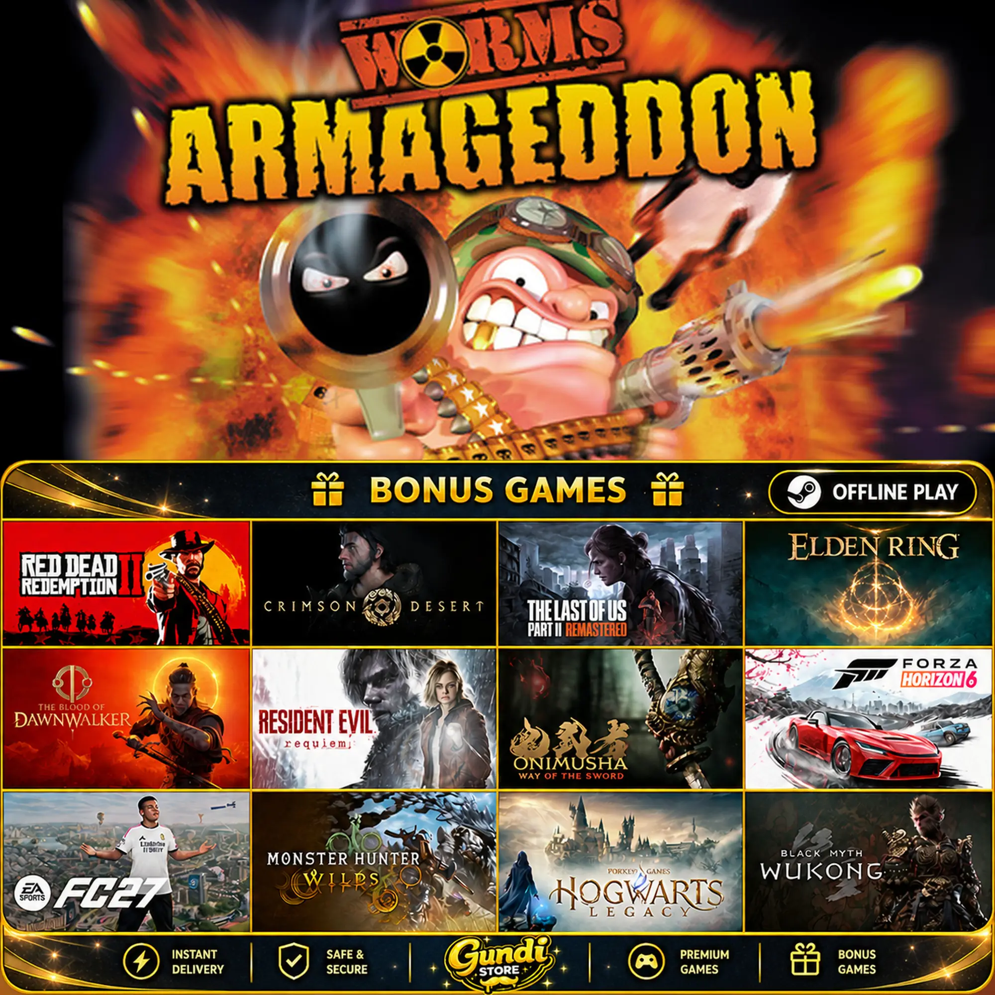 [AUTO CODE] - Worms Armageddon + BONUS GAME