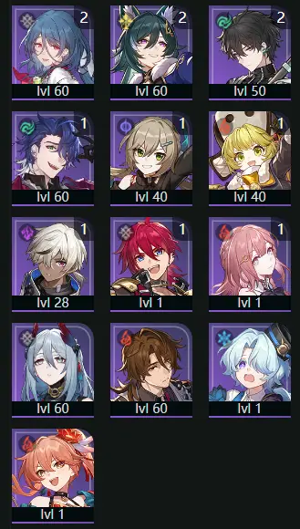 EU - Trailblaze Level: 53 - 27 CHARACTERS - Acheron - Seele - Topaz & Numby - Dr. Ratio - Clara - Bronya - Himeko - Yanqing