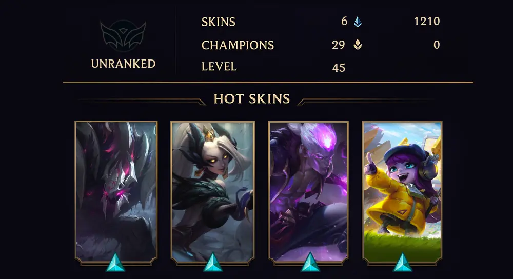 UNRANKED - 45 LVL - 6 SKIN