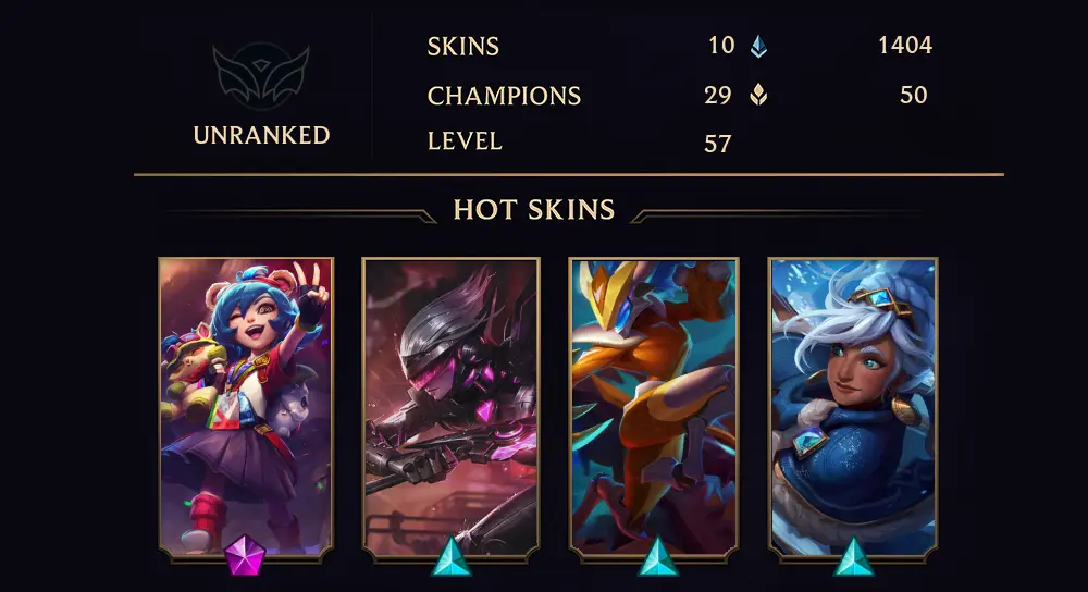 UNRANKED - 57 LVL - 10 SKIN