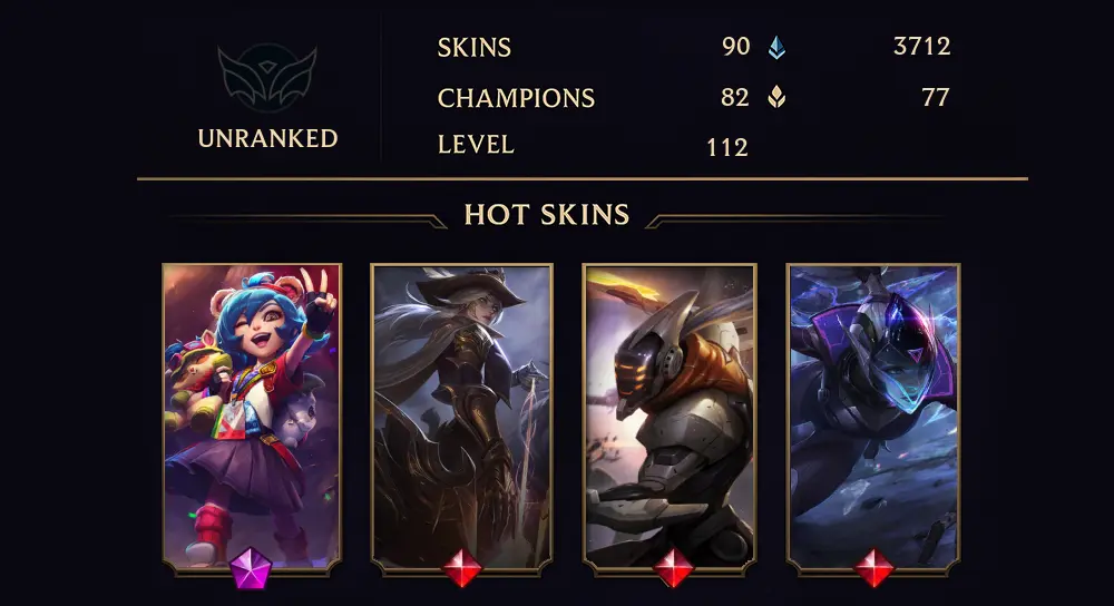 UNRANKED - 112 LVL - 90 SKIN