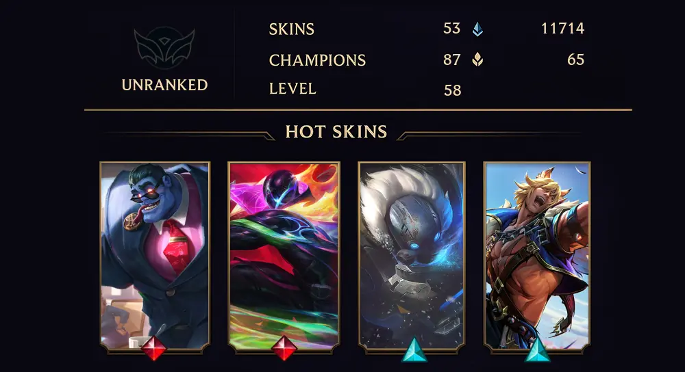 UNRANKED - 58 LVL - 53 SKIN