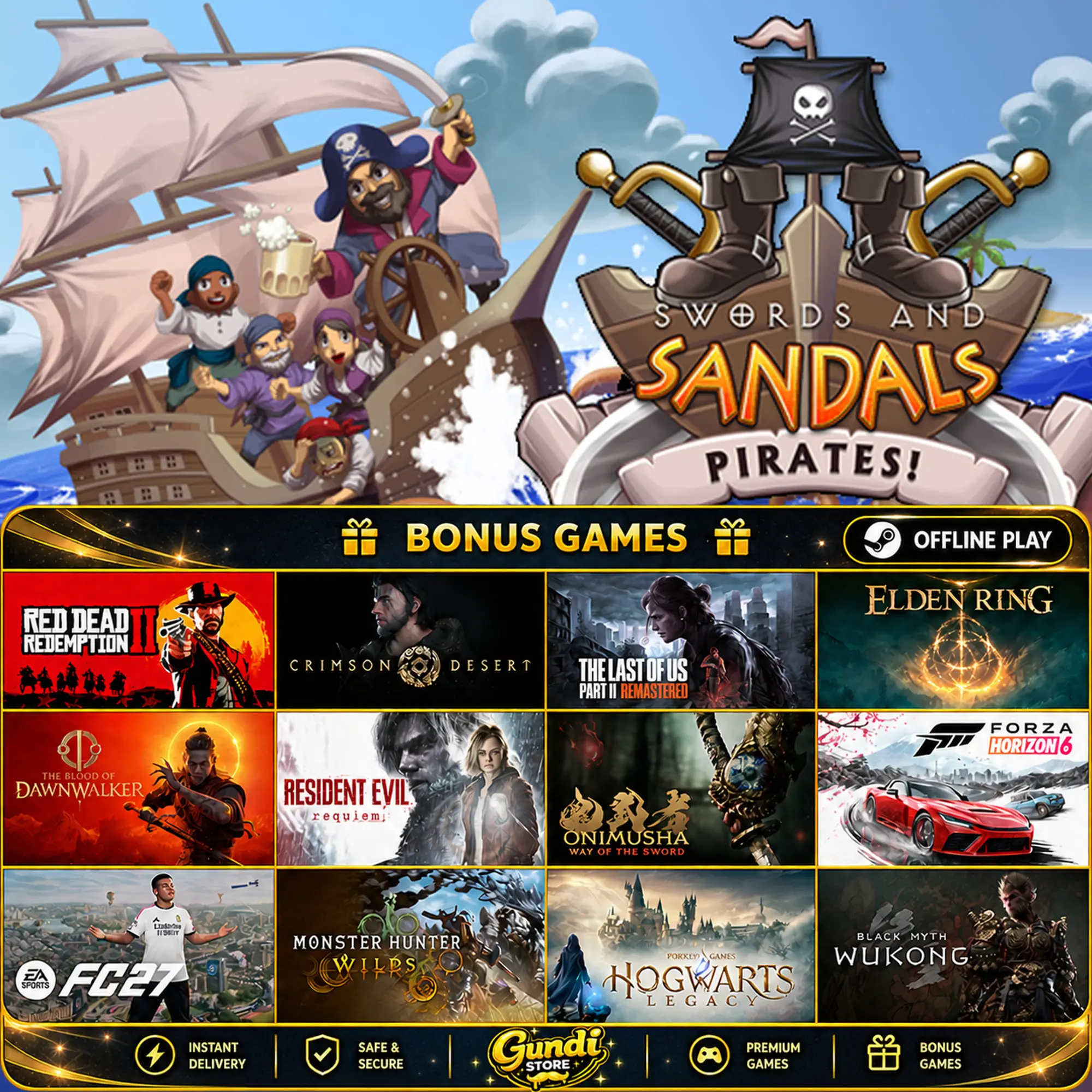 [AUTO CODE] - Swords and Sandals Pirates + BONUS GAME