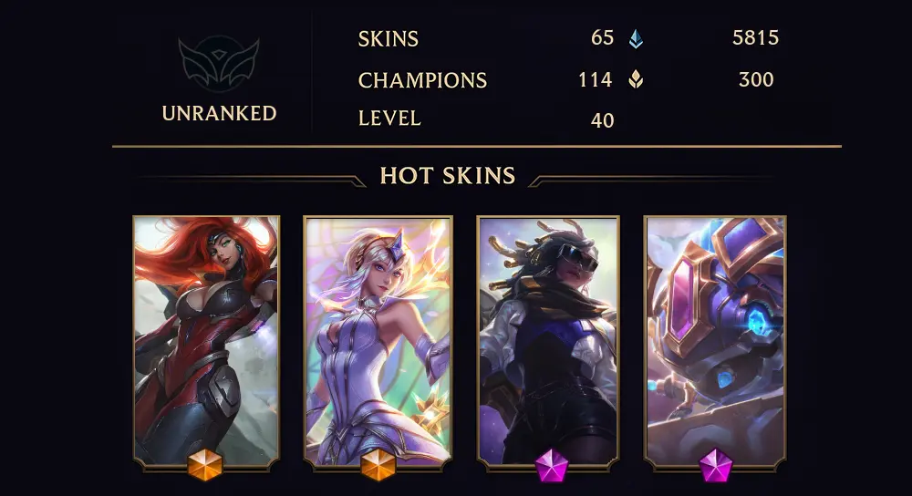 UNRANKED - 40 LVL - 65 SKIN