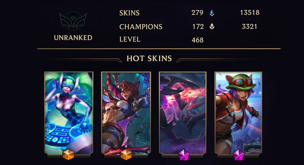 UNRANKED - 468 LVL - 279 SKIN