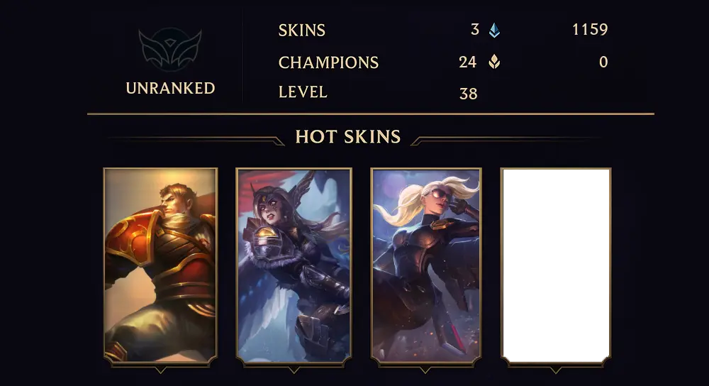 UNRANKED - 38 LVL - 3 SKIN