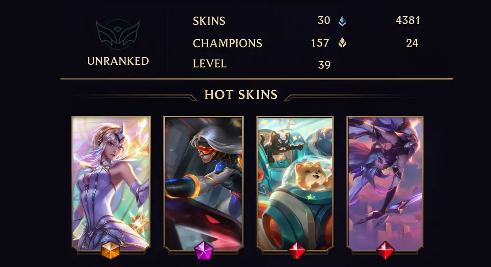 UNRANKED - 39 LVL - 30 SKIN