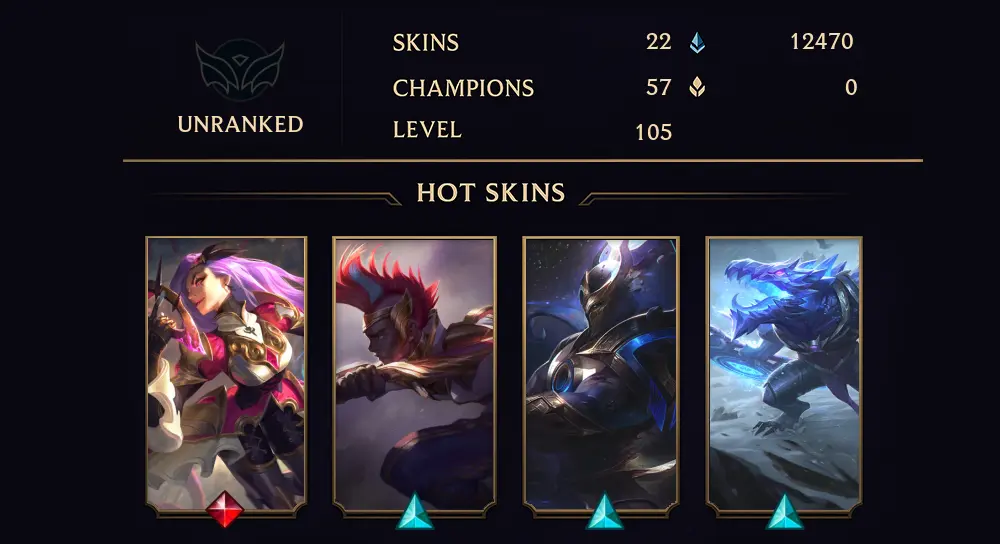 UNRANKED - 105 LVL - 22 SKIN