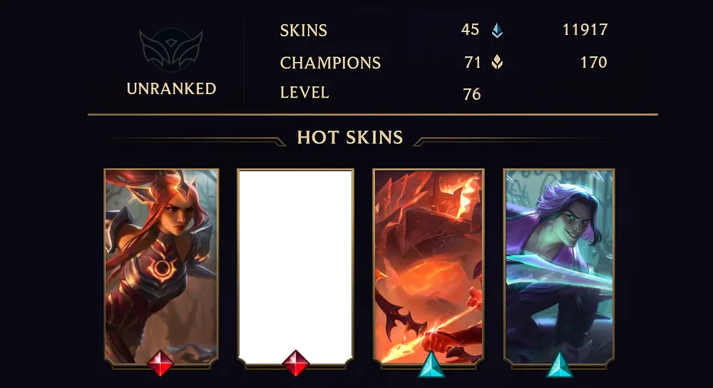 UNRANKED - 76 LVL - 45 SKIN