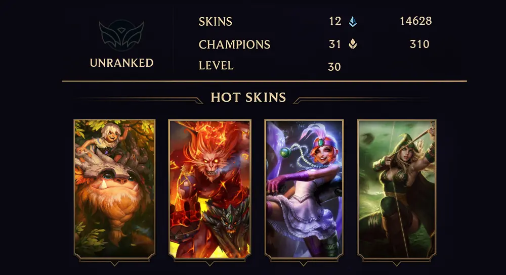 UNRANKED - 30 LVL - 12 SKIN