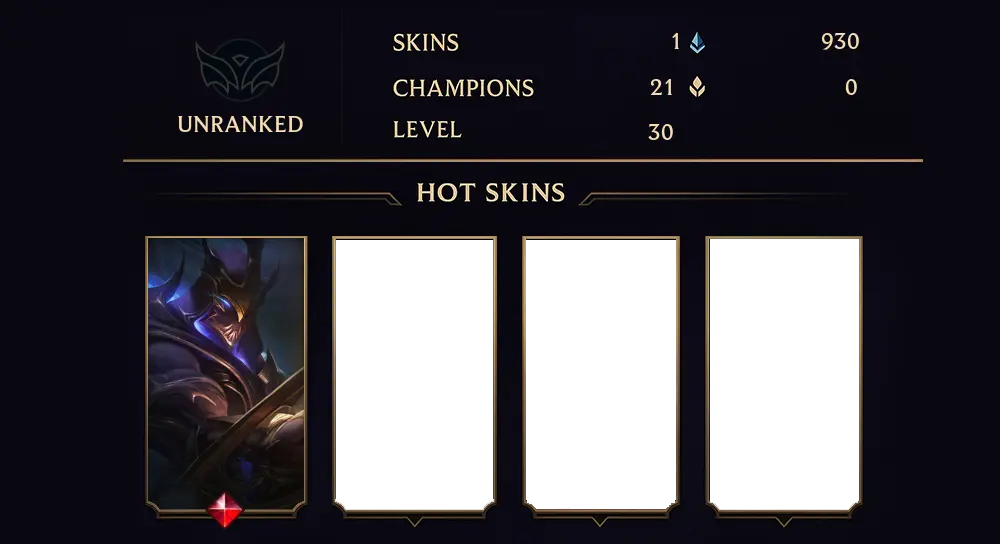 UNRANKED - 30 LVL - 1 SKIN