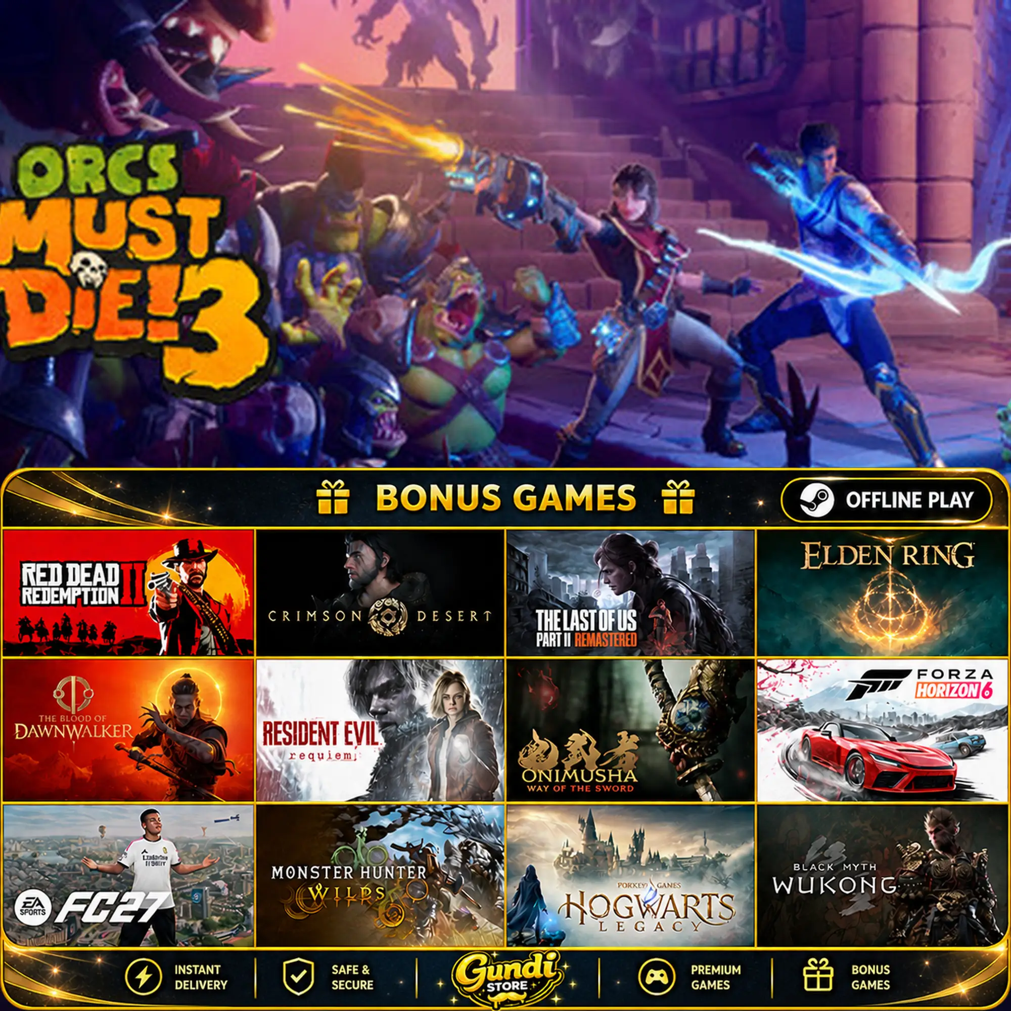[AUTO CODE] - Orcs Must Die! 3 + BONUS GAME