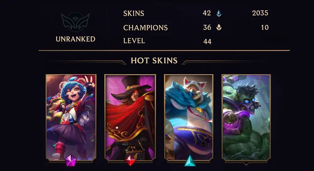 UNRANKED - 44 LVL - 42 SKIN
