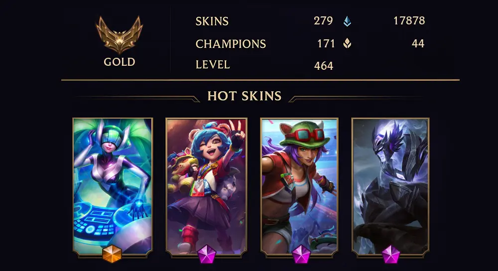 GOLD IV - 464 LVL - 279 SKIN