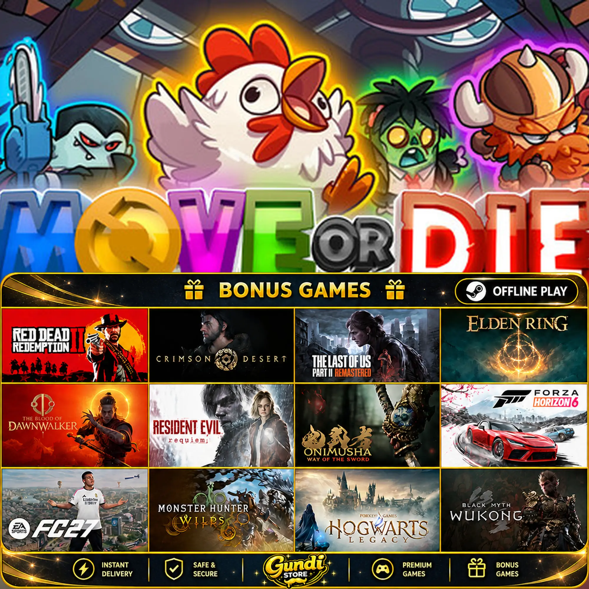[AUTO CODE] - Move or Die + BONUS GAME