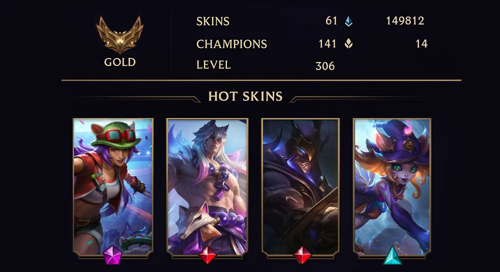 GOLD IV - 306 LVL - 61 SKIN