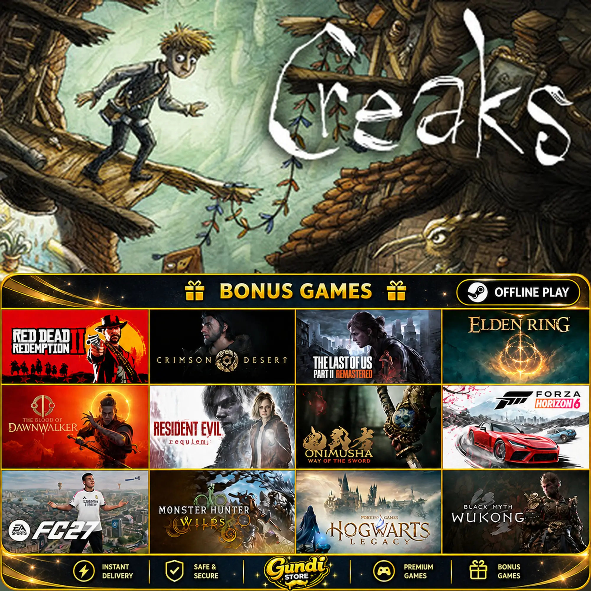 [AUTO CODE] - Creaks + BONUS GAME