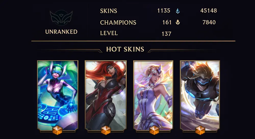 UNRANKED - 137 LVL - 1135 SKIN